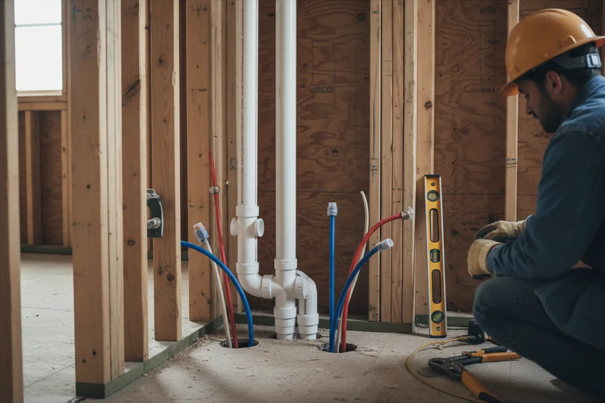 Drain and supply rough-in during Drain Cleaning in Fort Belvoir