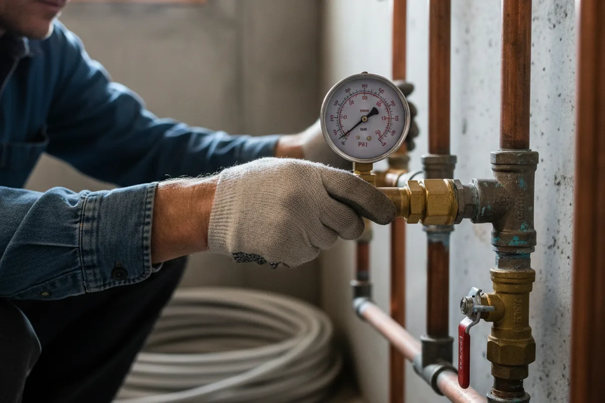 Pressure testing a repaired line during Water Line Repair in Fort Belvoir